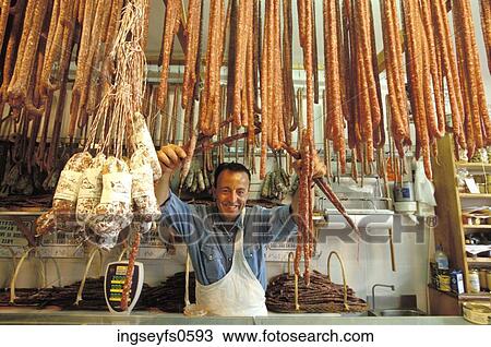 Happy Butcher In Shop View Large Photo Image Stock Image - Happy Butcher In Shop. Fotosearch