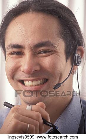 Happy Telemarketer View Large Photo Image Stock Photo - Happy Telemarketer. Fotosearch
