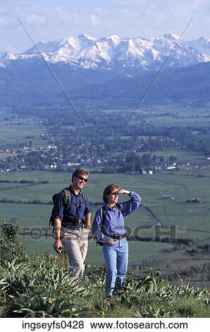 Man and Woman Hiking View Large Photo Image Stock Photo - Man and Woman Hiking. Fotosearch