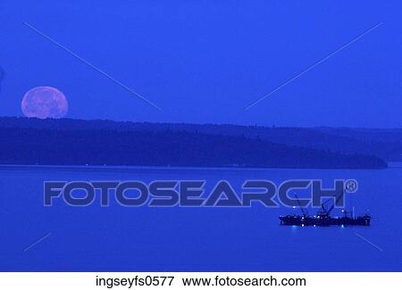 Moon Rising Over the River View Large Photo Image Stock Photo - Moon Rising Over the River. Fotosearch