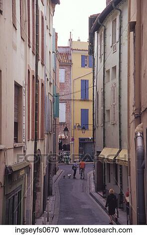 Stock Image - Narrow European Street. Fotosearch