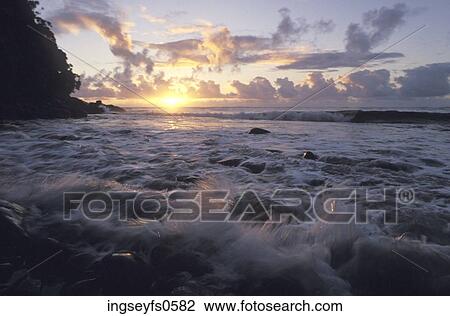 Ocean Waves at Sunset View Large Photo Image Stock Image - Ocean Waves at Sunset. Fotosearch