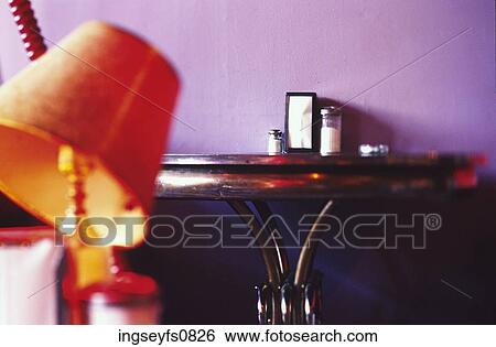 Table With Lamp In Foreground View Large Photo Image Stock Photograph - Table With Lamp In Foreground. Fotosearch
