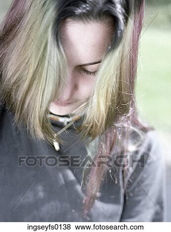 Teenage Girl With Dyed Hair View Large Photo Image Stock Photo - Teenage Girl With Dyed Hair. Fotosearch