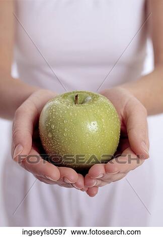 Woman Holding an Apple View Large Photo Image Stock Photo - Woman Holding an Apple. Fotosearch
