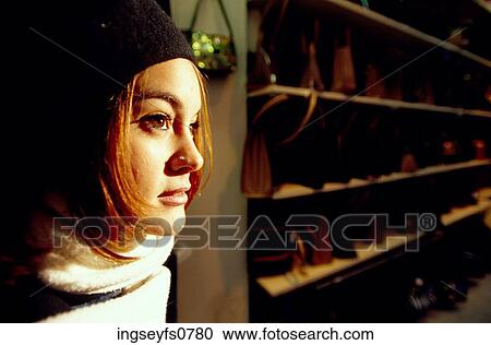 Woman in Purse Store View Large Photo Image Stock Image - Woman in Purse Store. Fotosearch