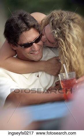 Woman Kissing Man At Sidewalk Cafe View Large Photo Image Stock Photo - Woman Kissing Man At Sidewalk Cafe. Fotosearch