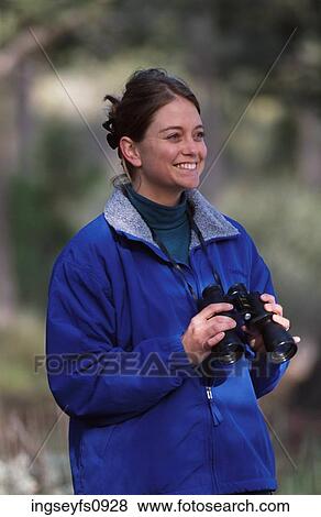Woman with Binoculars View Large Photo Image Stock Photo - Woman with Binoculars. Fotosearch