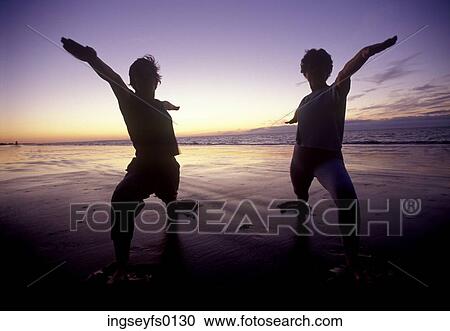 Yoga On The Beach At Sunset View Large Photo Image Stock Image - Yoga On The Beach At Sunset. Fotosearch