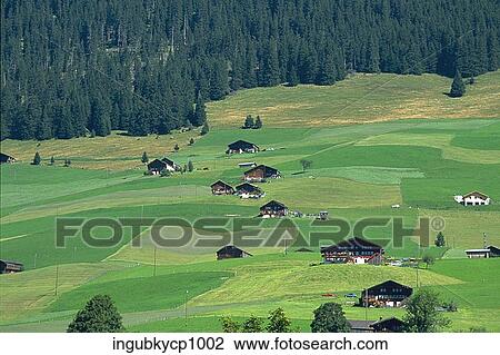 Stock Image - Aerial view of a farmland. Fotosearch