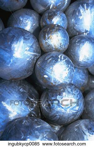 Stock Photography - Close-up of a pile of silver balls. Fotosearch