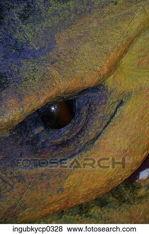 Close Up Of An Artificial Dinosaur S Eye Stock Photo