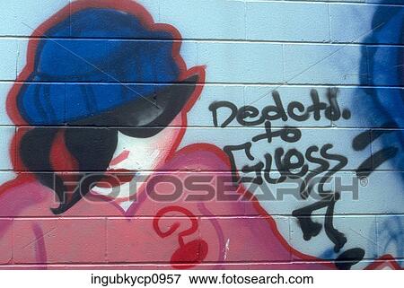Close-up of graffiti on a wall View Large Photo Image Stock Photo - Close-up of graffiti on a wall. Fotosearch