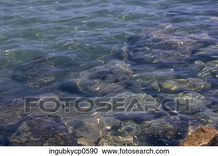 Stock Image - High angle view of rocks underwater. Fotosearch