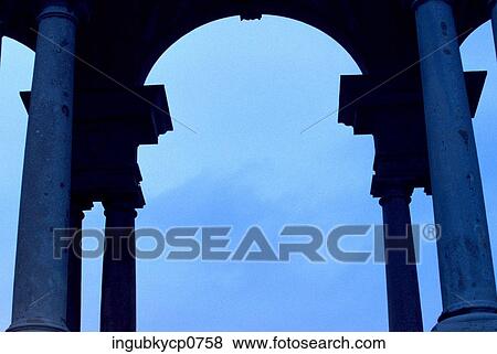 Stock Photo - Low angle view of a pillared gazebo. Fotosearch