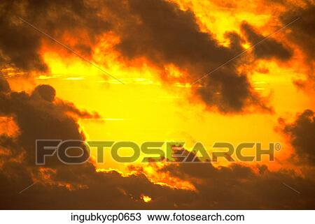 Stock Image - Panoramic view of the sky at dusk. Fotosearch