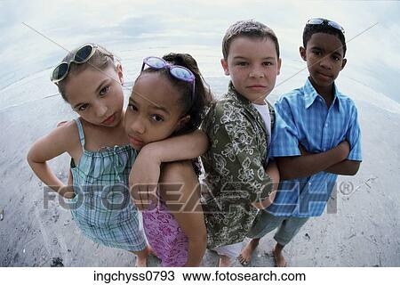 Stock Image - group, people, down, looking, around, camera, unity. Fotosearch