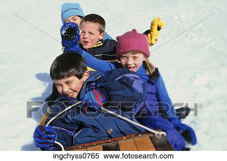 group, white, play, sledding, away, boys, cheering View Large Photo Image Stock Photography - group, white, play, sledding, away, boys, cheering. Fotosearch