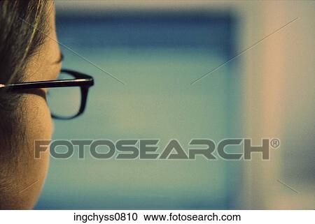 Stock Image - one, Brown, Only, Extreme Close Up, Desktop Pc, woman. Fotosearch