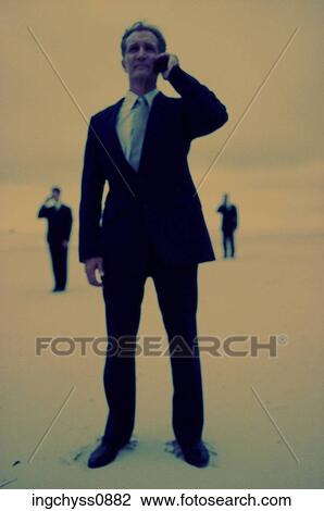Stock Image - people, connection, businessman, mature, communication, front. Fotosearch