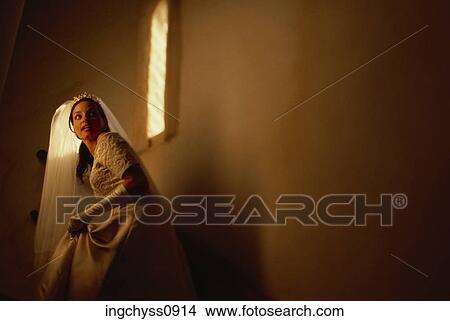 staircase, woman, carefree, clothing, shoulder, veil, American View Large Photo Image Picture - staircase, woman, carefree, clothing, shoulder, veil, American. Fotosearch