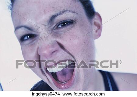 woman, anger, freckle, Looking at Camera, Human Mouth, Person View Large Photo Image Picture - woman, anger, freckle, Looking at Camera, Human Mouth, Person. Fotosearch