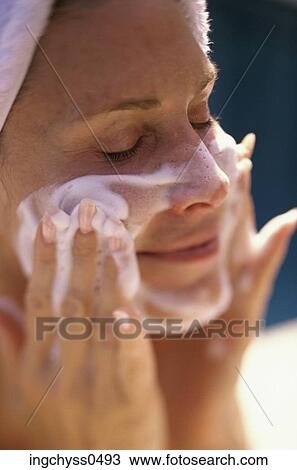 woman, smiling, cheek, hygiene, moisturizer View Large Photo Image Stock Image - woman, smiling, cheek, hygiene, moisturizer. Fotosearch