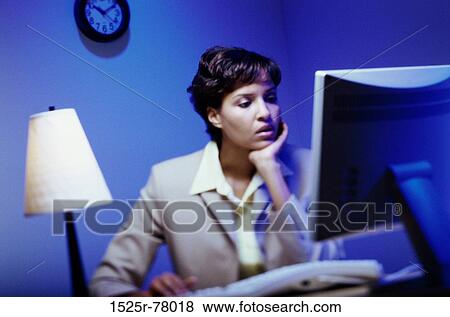 desk, woman, lamp, computer, reading, typing, business View Large Photo Image Stock Photo - desk, woman, lamp, computer, reading, typing, business. Fotosearch