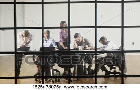 Stock Image - meeting, group, multiethnic, window, concentration, conference. Fotosearch