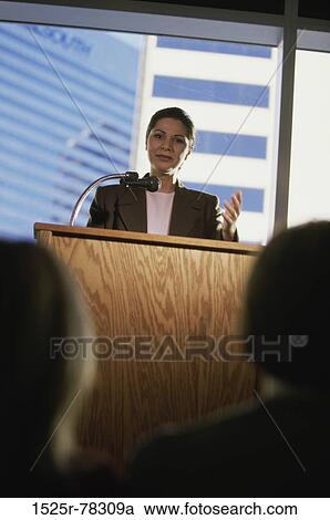 meeting, woman, talking, presentation, confident, business, podium View Large Photo Image Stock Image - meeting, woman, talking, presentation, confident, business, podium. Fotosearch