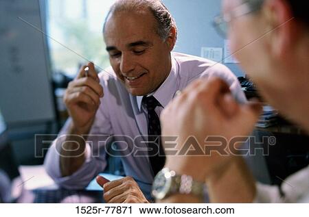 men, desk, smiling, talking, senior, business View Large Photo Image Stock Image - men, desk, smiling, talking, senior, business. Fotosearch