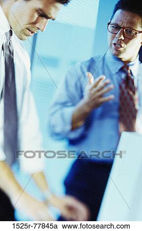 men, talking, discussion, computer, business, Middle-aged, using View Large Photo Image Stock Image - men, talking, discussion, computer, business, Middle-aged, using. Fotosearch