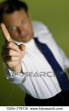 Stock Image - one, finger, hand, gesturing, pointing, business. Fotosearch