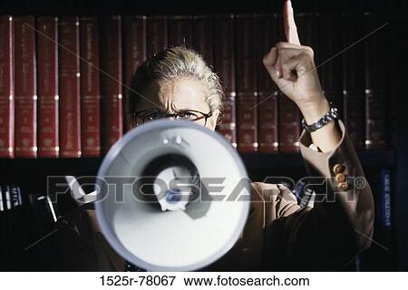 Stock Photo - people, boss, business, ordering, indoors, megaphone. Fotosearch