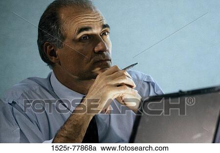people, daydreaming, computer, business, Middle-aged View Large Photo Image Stock Image - people, daydreaming, computer, business, Middle-aged. Fotosearch