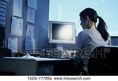 people, desk, computer, business, administrative, brunette View Large Photo Image Stock Image - people, desk, computer, business, administrative, brunette. Fotosearch