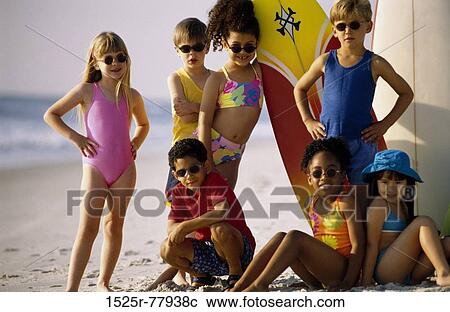 Stock Image - people, water, beach, children, kids. Fotosearch