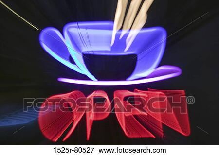 Close-up of a neon sign of a cafe View Large Photo Image Stock Photo - Close-up of a neon sign of a cafe. Fotosearch