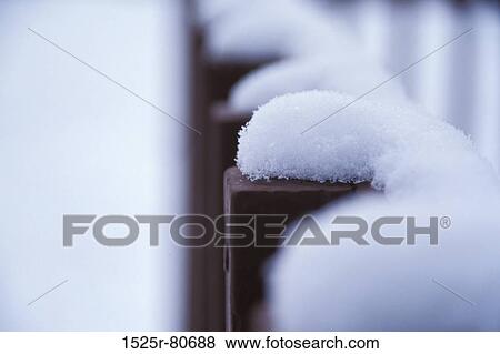 Close-up of a snow covered fence View Large Photo Image Stock Photo - Close-up of a snow covered fence. Fotosearch