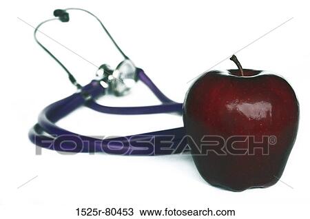 Close-up of an apple and a stethoscope View Large Photo Image Stock Image - Close-up of an apple and a stethoscope. Fotosearch
