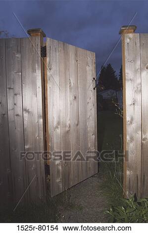 Close-up of an open wooden gate View Large Photo Image Picture - Close-up of an open wooden gate. Fotosearch