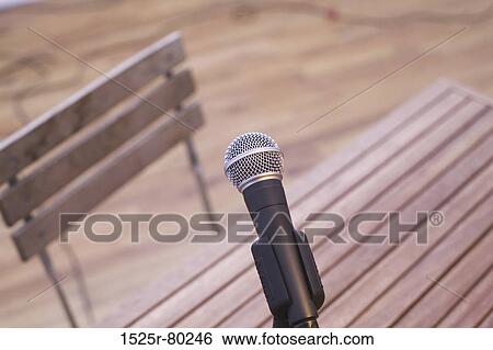 High angle view of a microphone View Large Photo Image Stock Photograph - High angle view of a microphone. Fotosearch