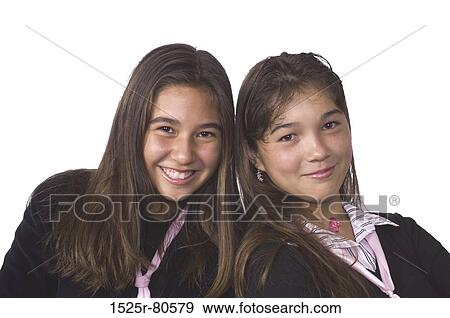 Portrait of two young women smiling View Large Photo Image Stock Photo - Portrait of two young women smiling. Fotosearch