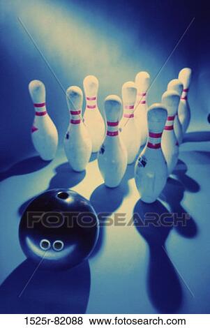 Bowling pins with a bowling ball View Large Photo Image Stock Photo - Bowling pins with a bowling ball. Fotosearch