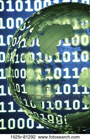 Close-up of a globe superimposed over binary code View Large Photo Image Stock Image - Close-up of a globe superimposed over binary code. Fotosearch