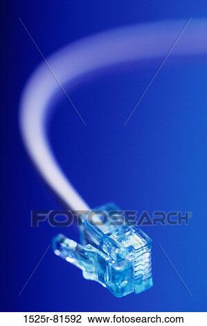 Stock Image - Close-up of a network connection plug. Fotosearch