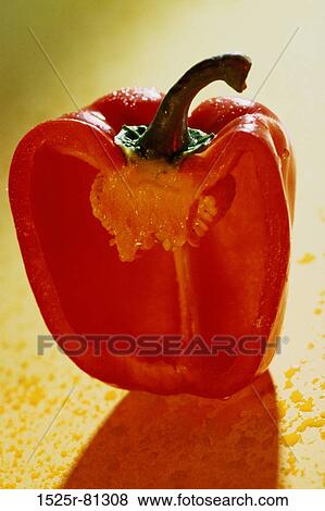 Stock Photo - Close-up of a sliced red bell pepper. Fotosearch