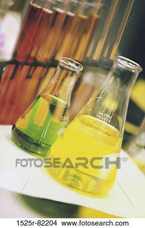 Close-up of beakers and a test tubes on a test tube rack View Large Photo Image Picture - Close-up of beakers and a test tubes on a test tube rack. Fotosearch