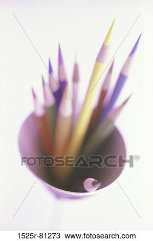 Close-up of colored pencils in a container View Large Photo Image Stock Image - Close-up of colored pencils in a container. Fotosearch