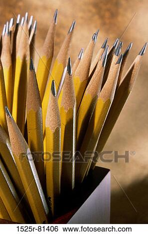 Close-up of pencils in a container View Large Photo Image Stock Photograph - Close-up of pencils in a container. Fotosearch